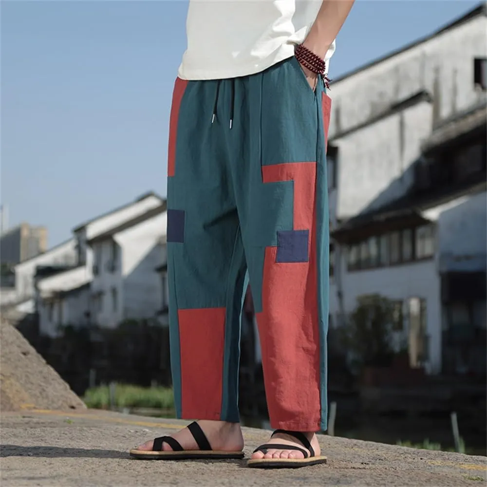 Seidarise Men's Wide Leg Casual Harem Linen Japanese Yoga Harem Pants Hip hop Joggers Baggy