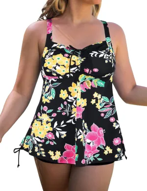 Septangle Women Plus Size Bathing Suits Paisley Print Two Piece Swimsuit Tankini Swimwear