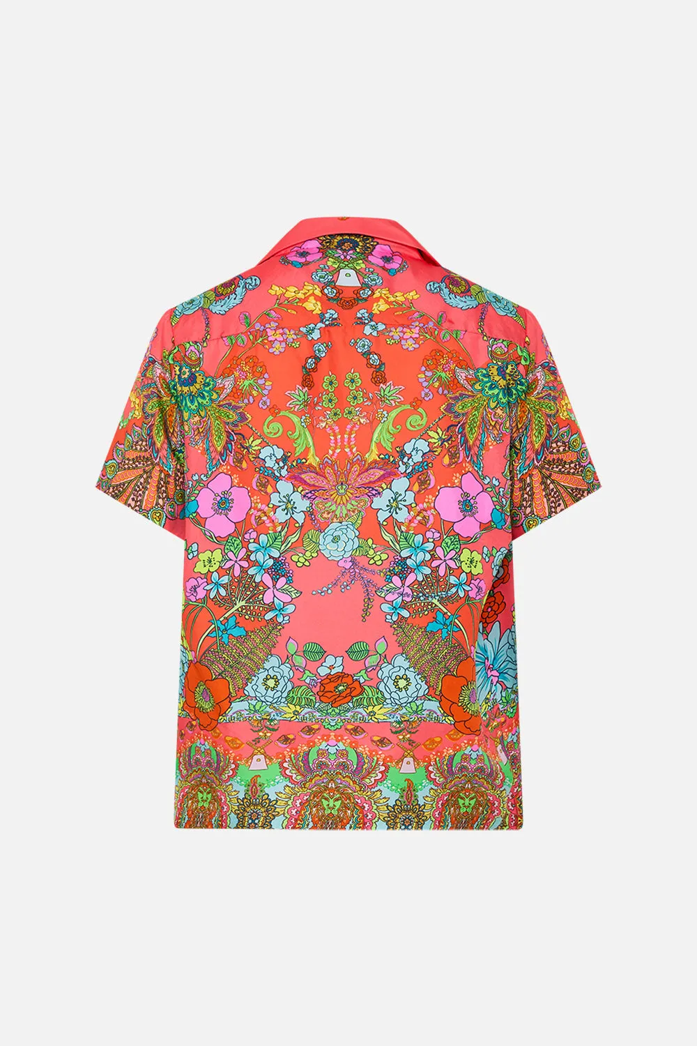SHORT SLEEVE CAMP COLLARED SHIRT WINDMILLS AND WILDFLOWERS