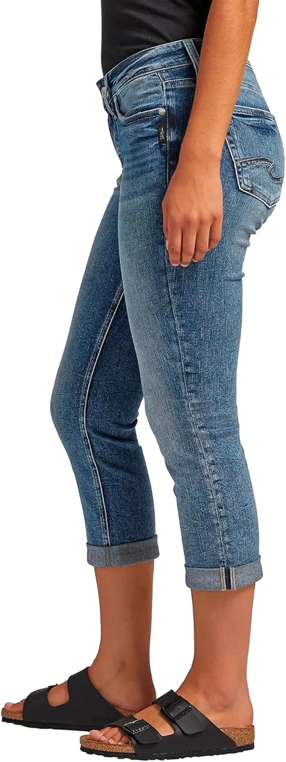 Silver Jeans Co. Women's Britt Low Rise Curvy Fit Capri Jeans