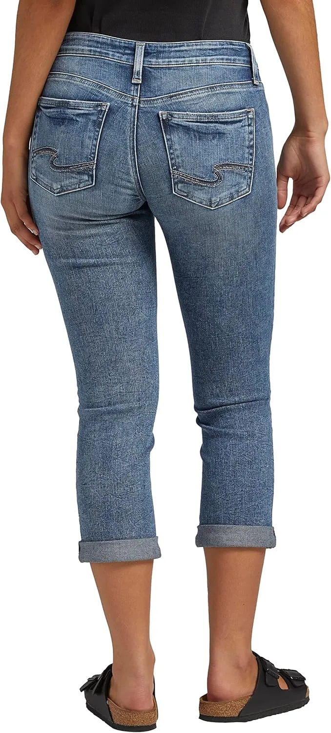 Silver Jeans Co. Women's Britt Low Rise Curvy Fit Capri Jeans