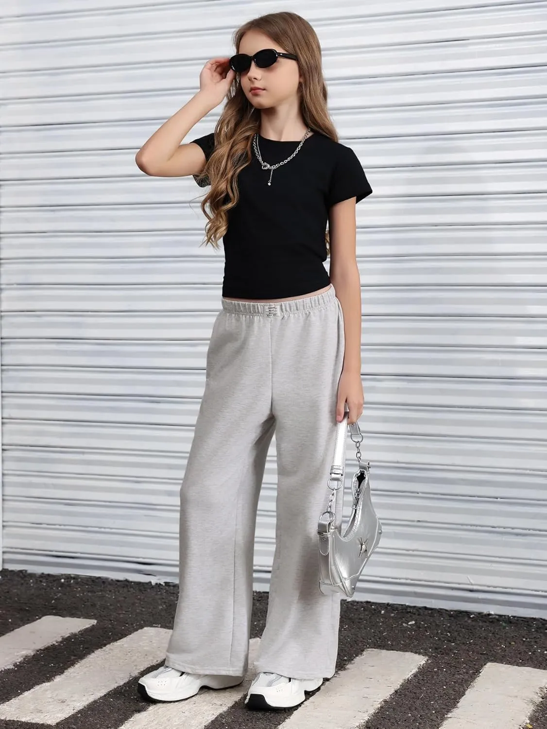 SOLY HUX Girl's Wide Leg Sweatpants Elastic High Waisted Loose Baggy Pants with Pockets