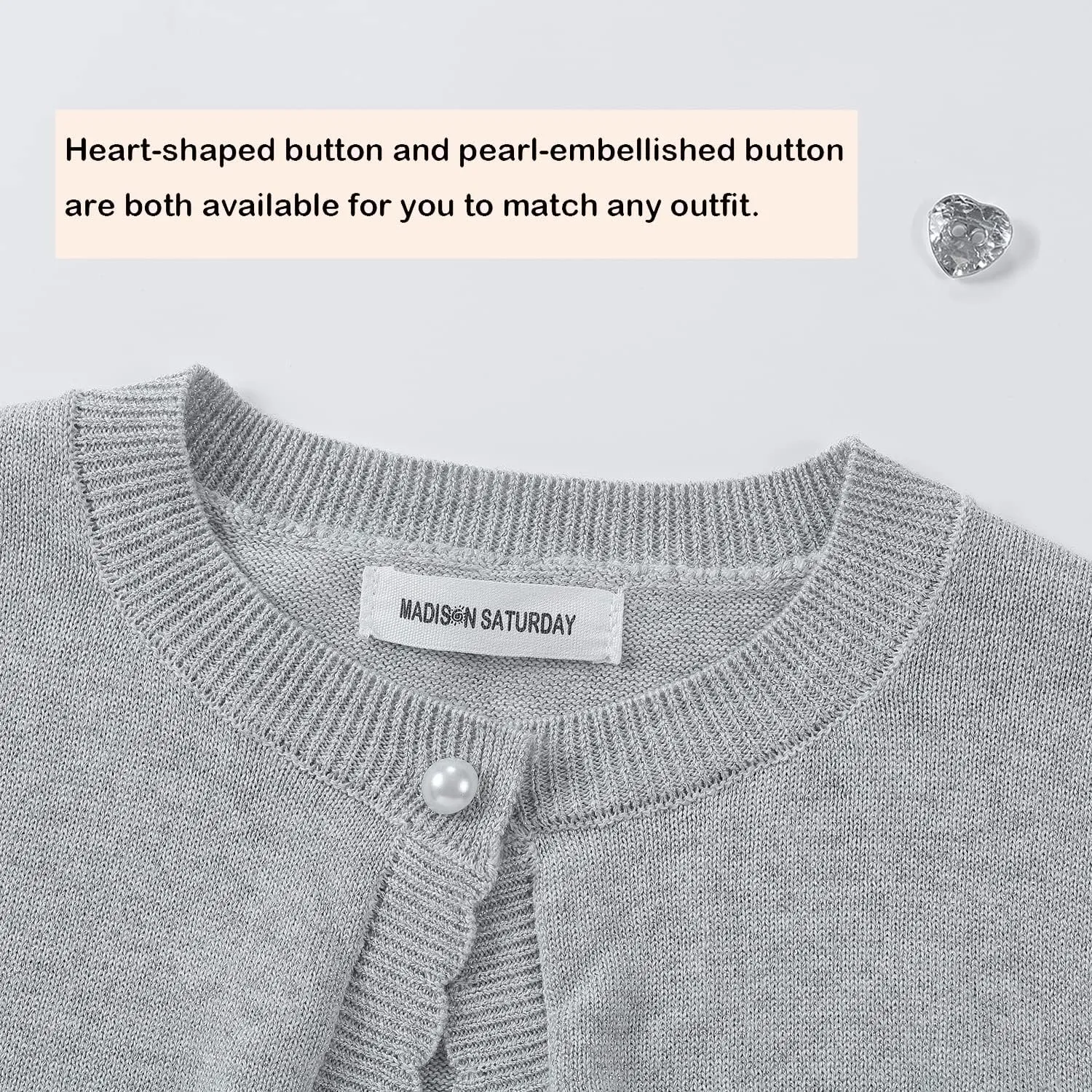 Sparkle Cardigan for Girls,Long Sleeve Bolero Shrug W/ 2 Style Button, Open Front Cropped Knit Sweater 3-13Y