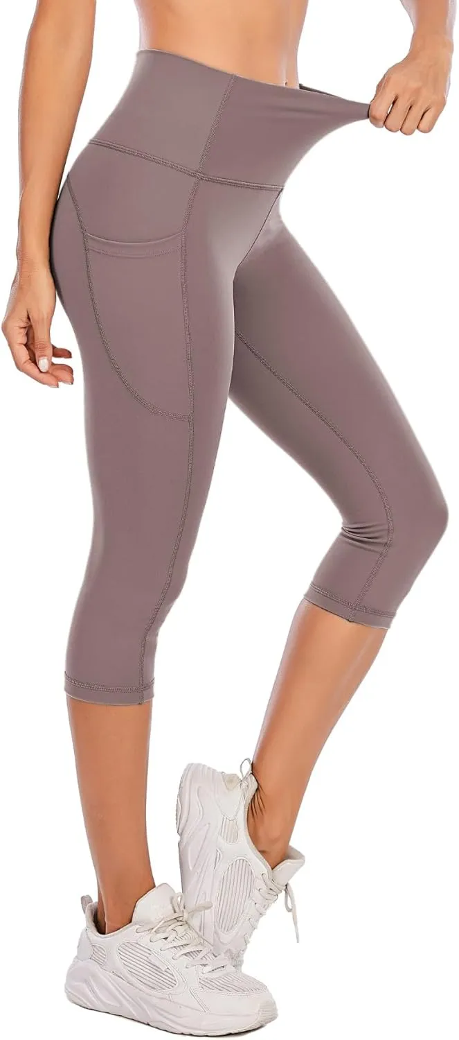 Steppe Naked Feeling High Waisted Yoga Pants Women's Workout Capris Leggings with Pockets