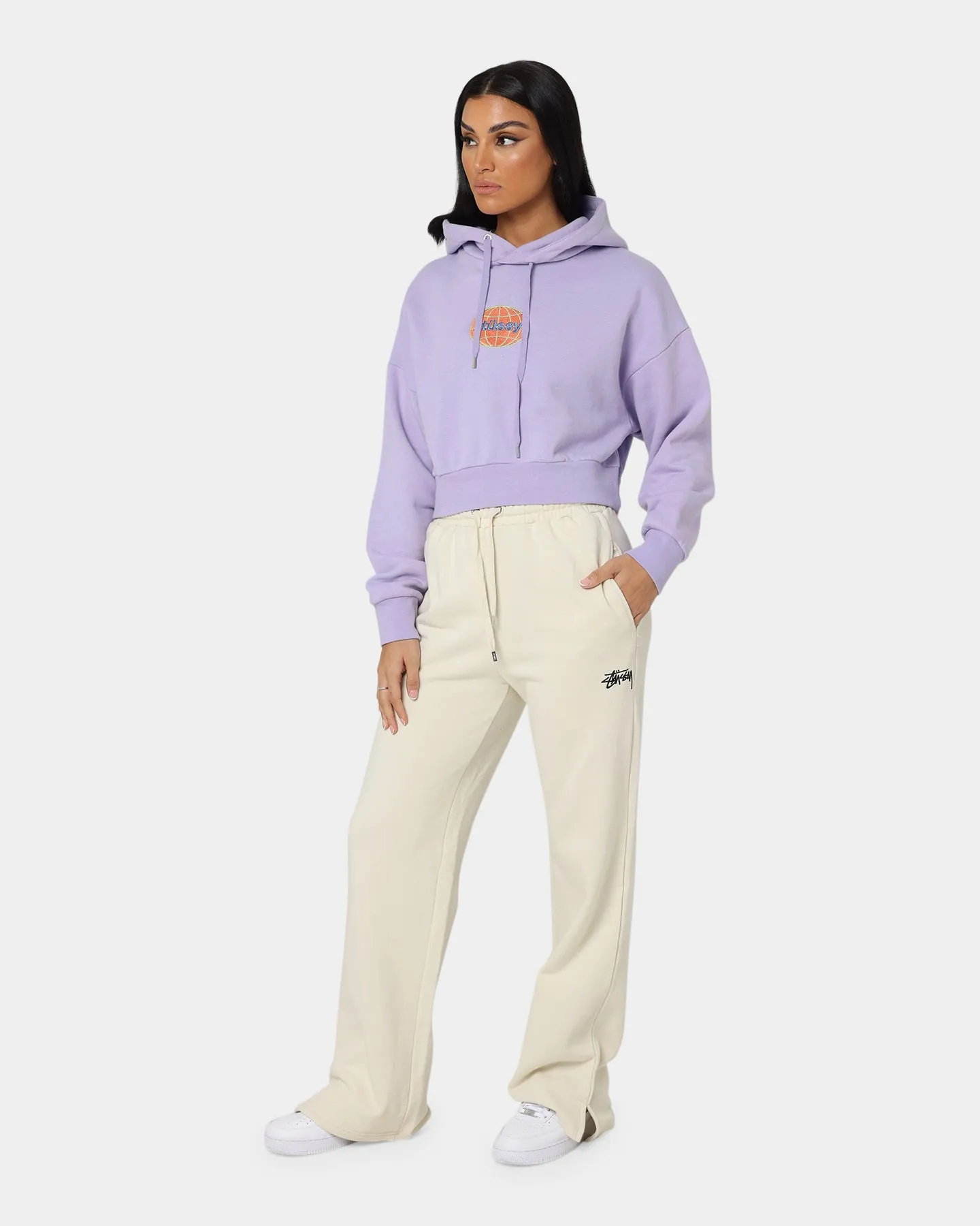 Stussy Women's Stock Wide Leg Track Pants Oatmeal