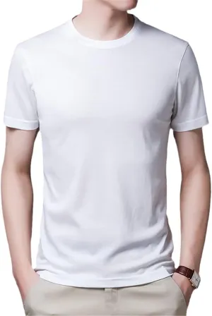 Summer Men's Short Sleeve T-Shirt Crew Neck Top Slim Fit Undershirts