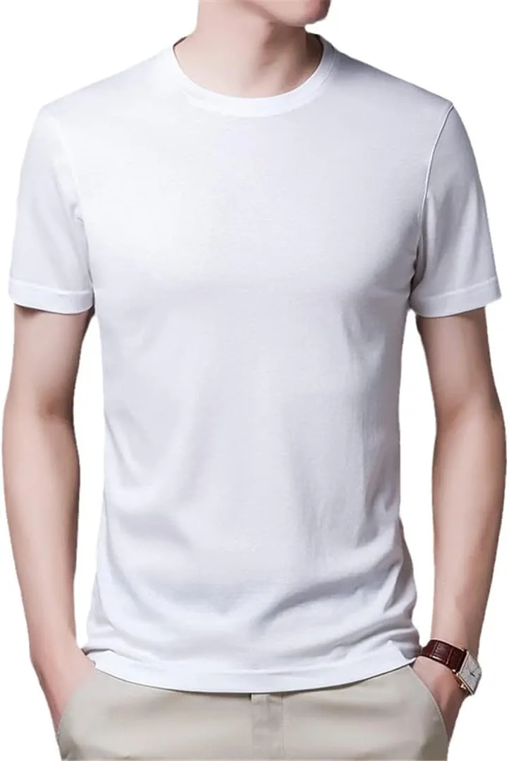 Summer Men's Short Sleeve T-Shirt Crew Neck Top Slim Fit Undershirts