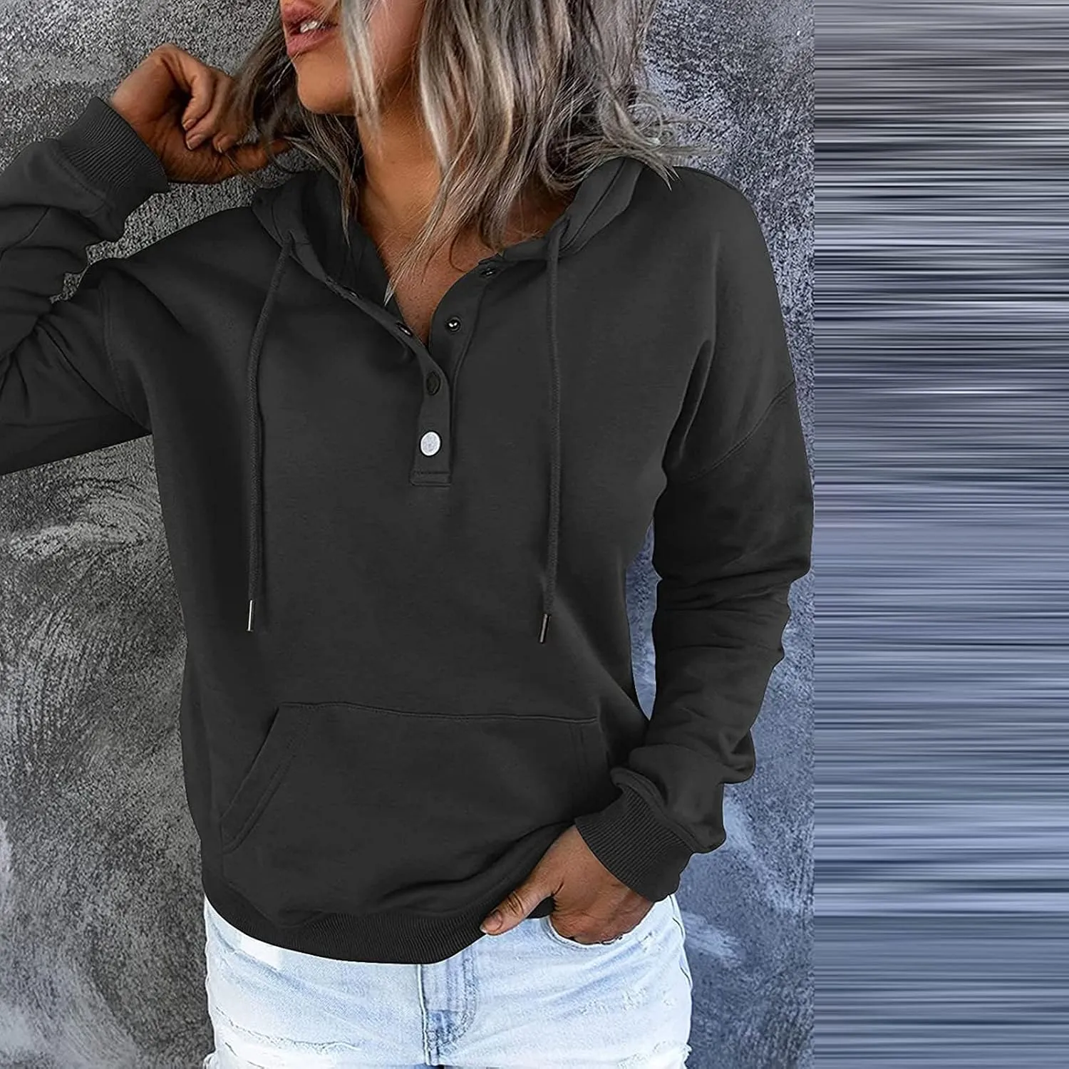 Sweatshirt For Women Christmas Womens Casual Hoodies Fall Solid Long Sleeve Sweatshirt Button Down