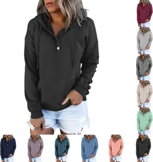 Sweatshirt For Women Christmas Womens Casual Hoodies Fall Solid Long Sleeve Sweatshirt Button Down