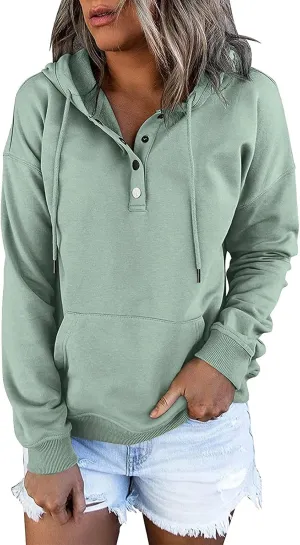Sweatshirt For Women Christmas Womens Casual Hoodies Fall Solid Long Sleeve Sweatshirt Button Down