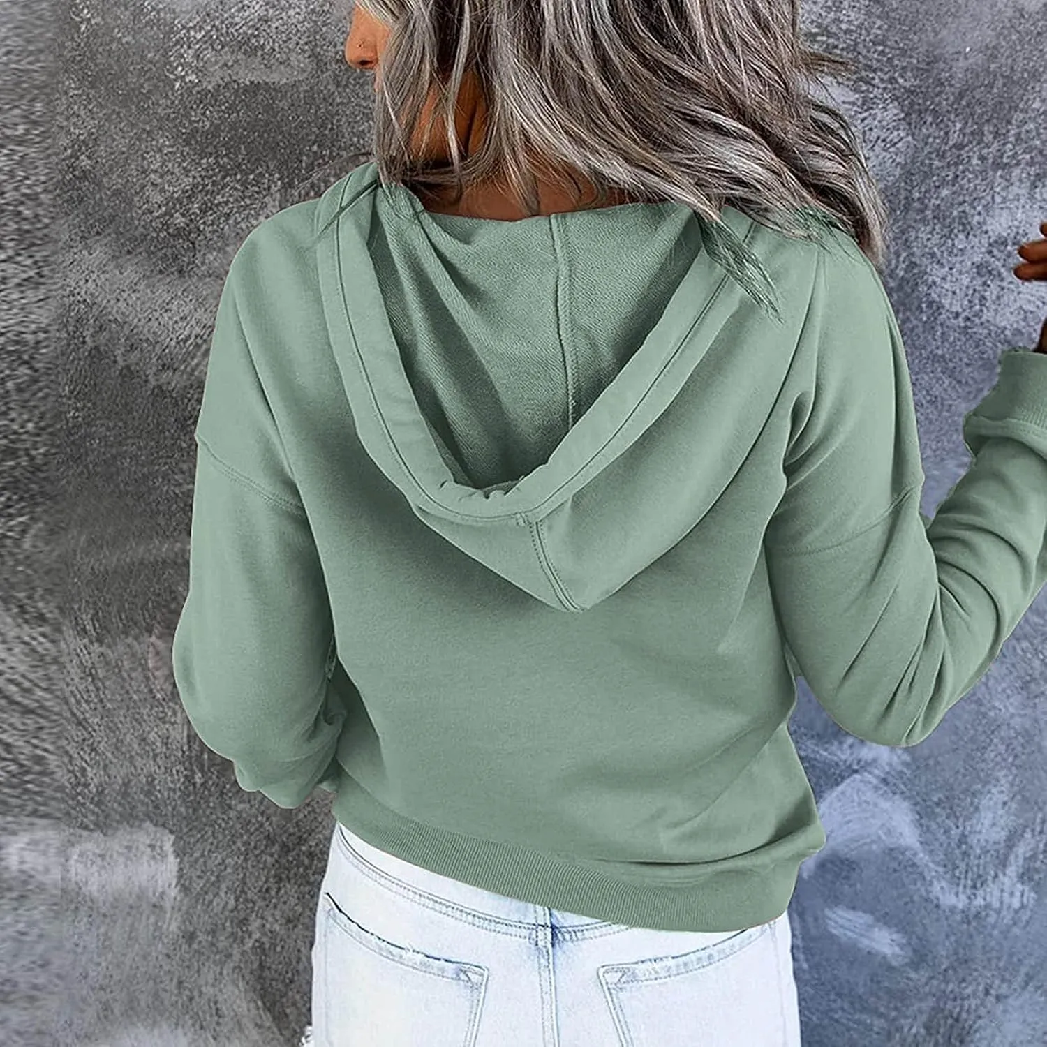 Sweatshirt For Women Christmas Womens Casual Hoodies Fall Solid Long Sleeve Sweatshirt Button Down