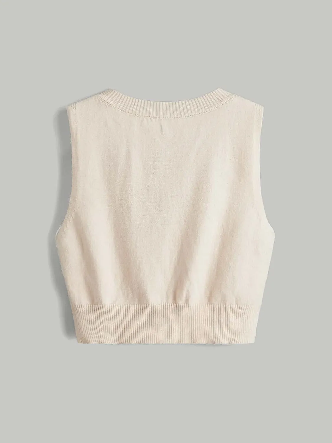 SweatyRocks Women's Basic Sleeveless V Neck Button Front Sweater Vest Knitted Cardigan