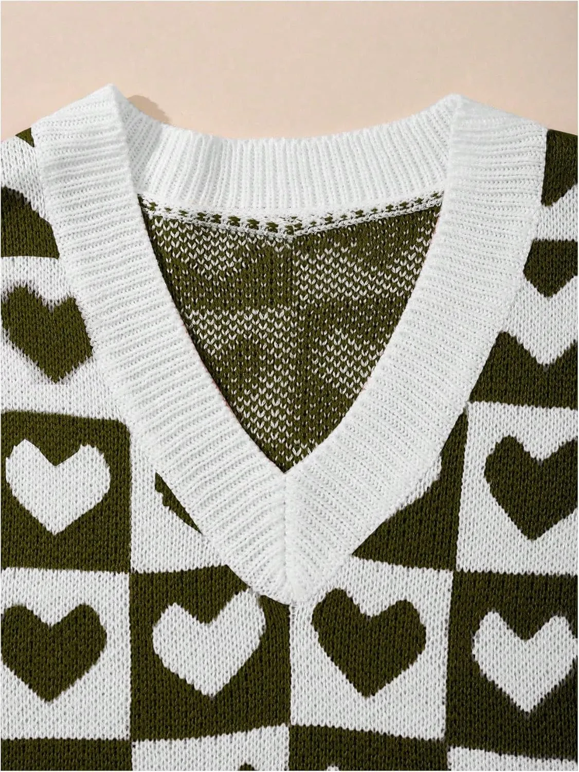 SweatyRocks Women's Sleeveless V Neck Knit Sweater Vest Houndstooth Crop Tank Top