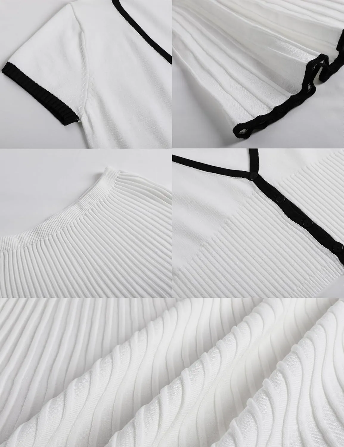 Tanming Women's Two Piece Skirt Set Casual Short Sleeve Crop Top Ribbed Knit Midi Pleated Skirt