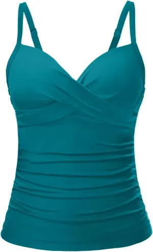 Tempt Me Womens Underwire Tankini Top Tummy Control Swim Tops Only Twist Front Push Up Bathing Suit No Bottom 2025