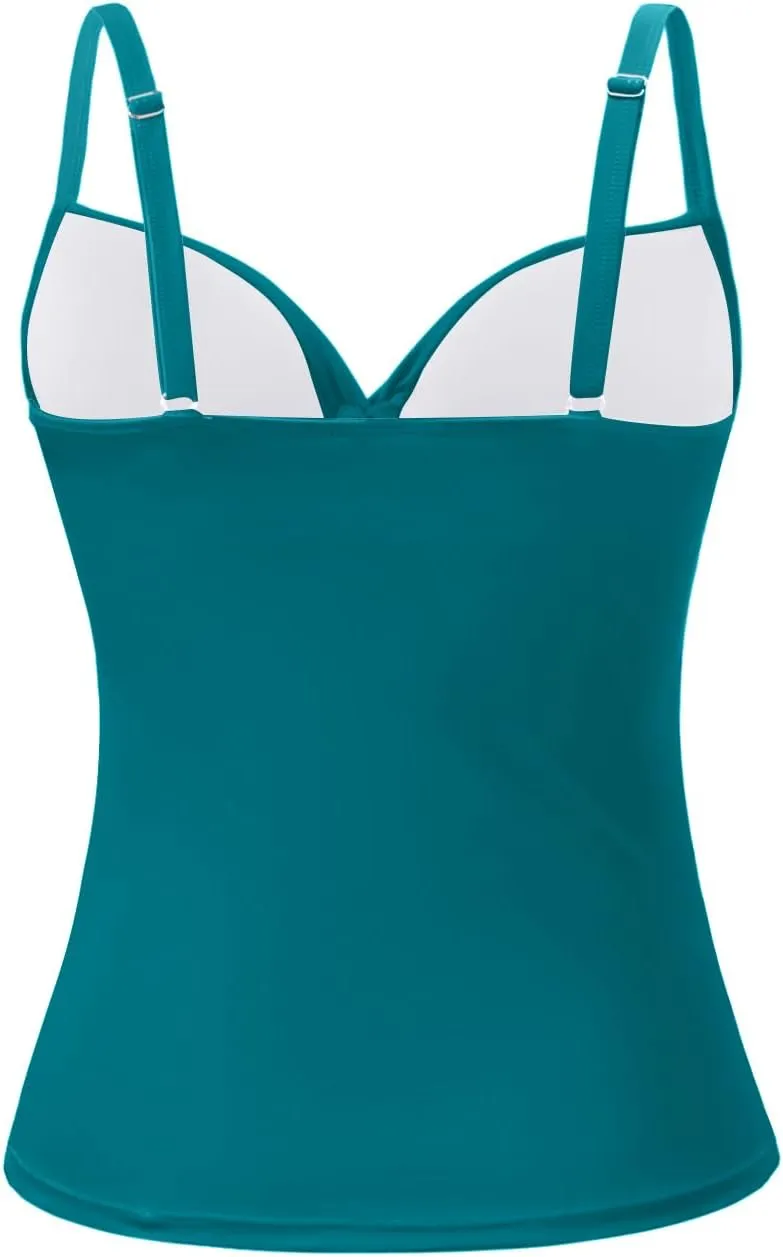 Tempt Me Womens Underwire Tankini Top Tummy Control Swim Tops Only Twist Front Push Up Bathing Suit No Bottom 2025
