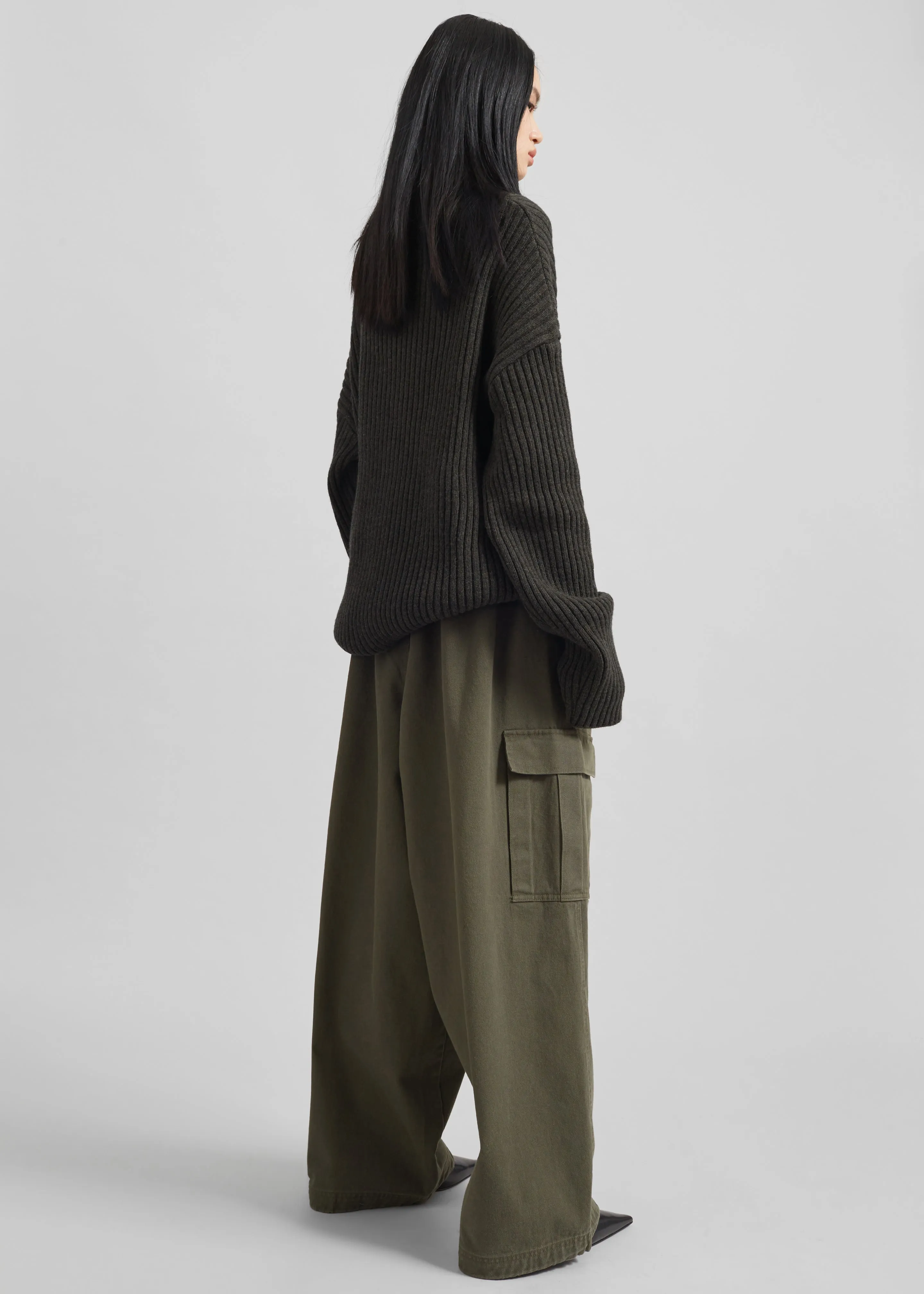 Thelma Ribbed Sweater Dress - Khaki