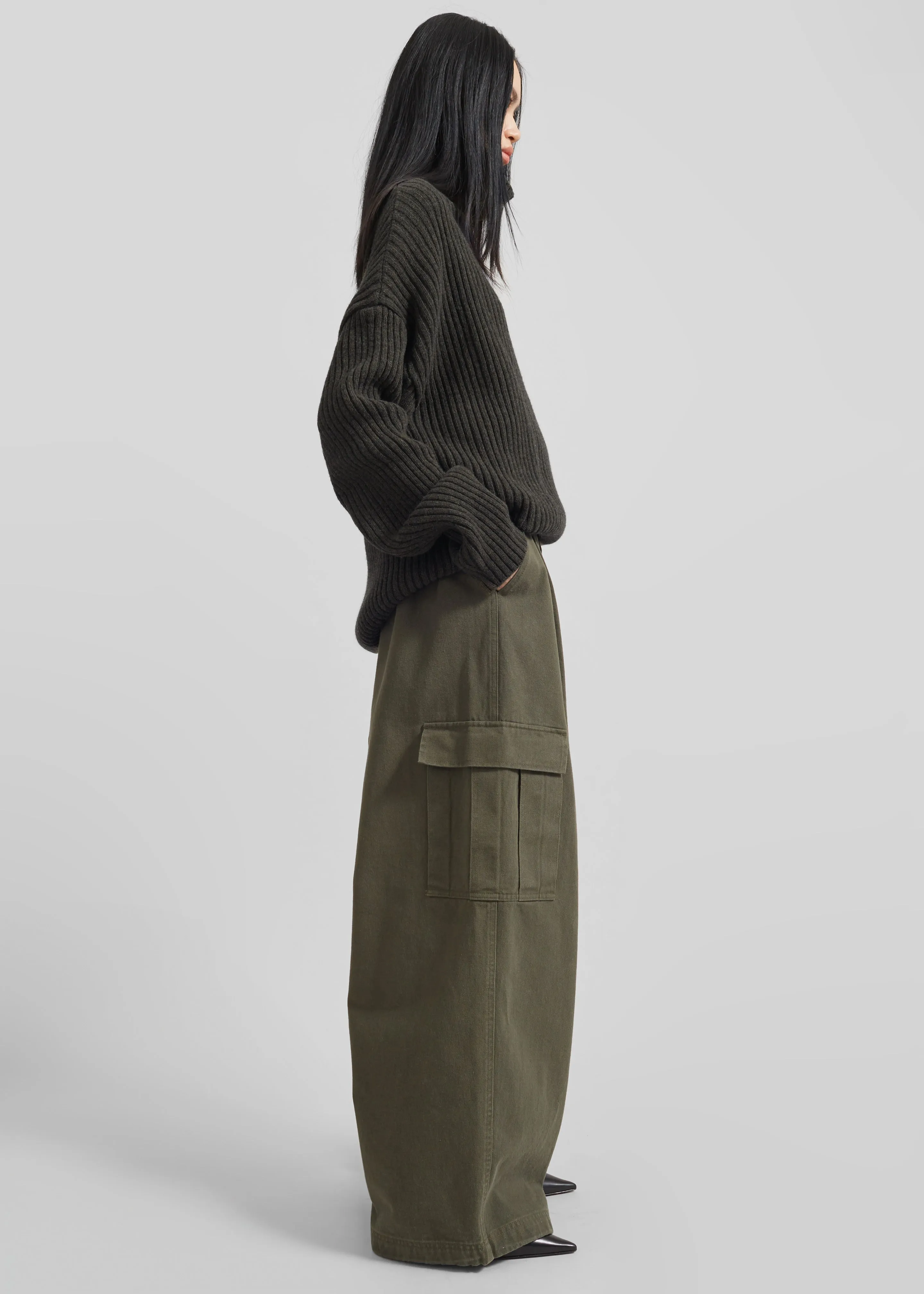 Thelma Ribbed Sweater Dress - Khaki