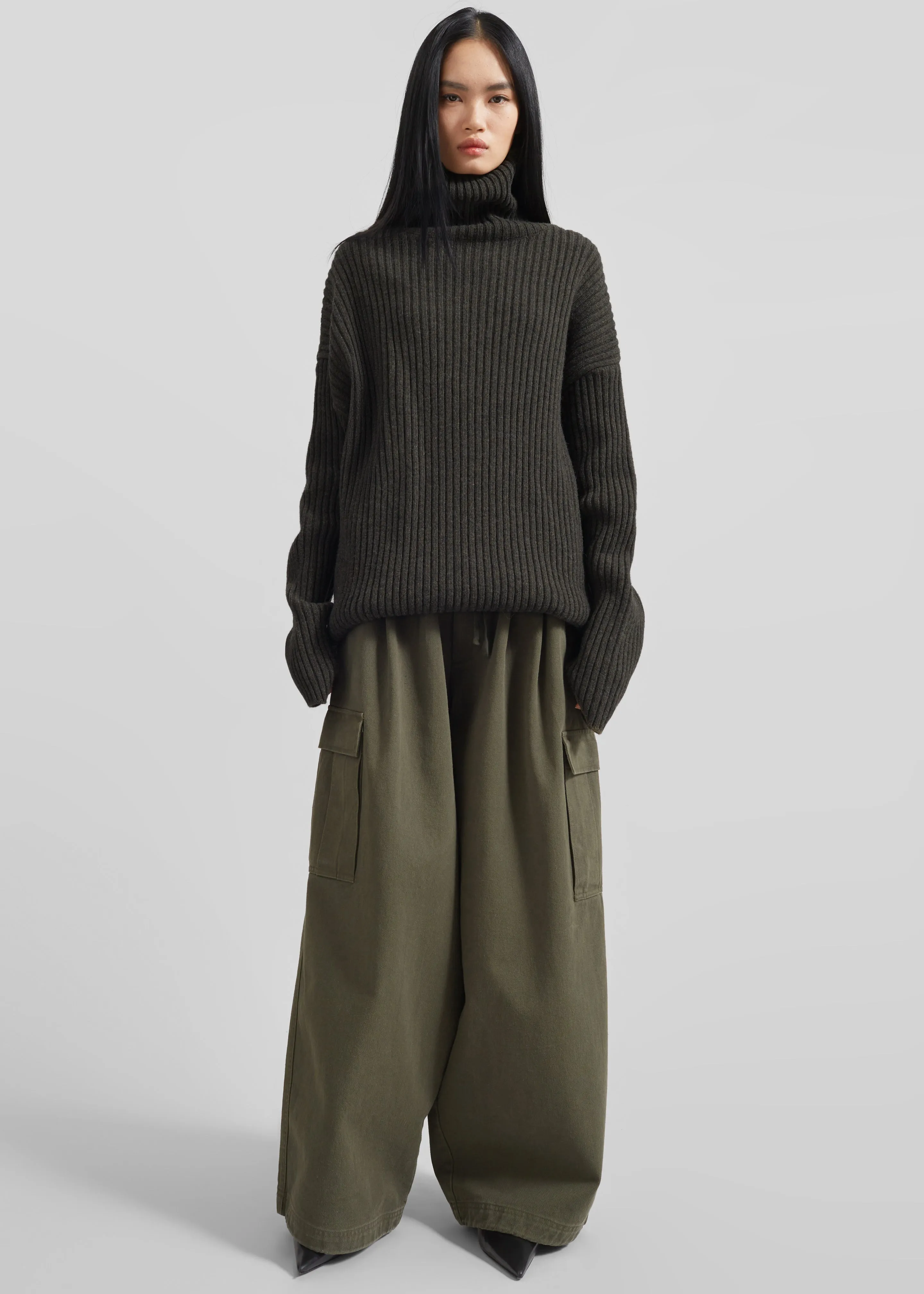 Thelma Ribbed Sweater Dress - Khaki