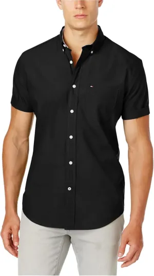 Tommy Hilfiger Men's Big-Tall Big and Tall Button Down Short Sleeve Shirt Maxwell Shirt, -classic white, BG- 4XL