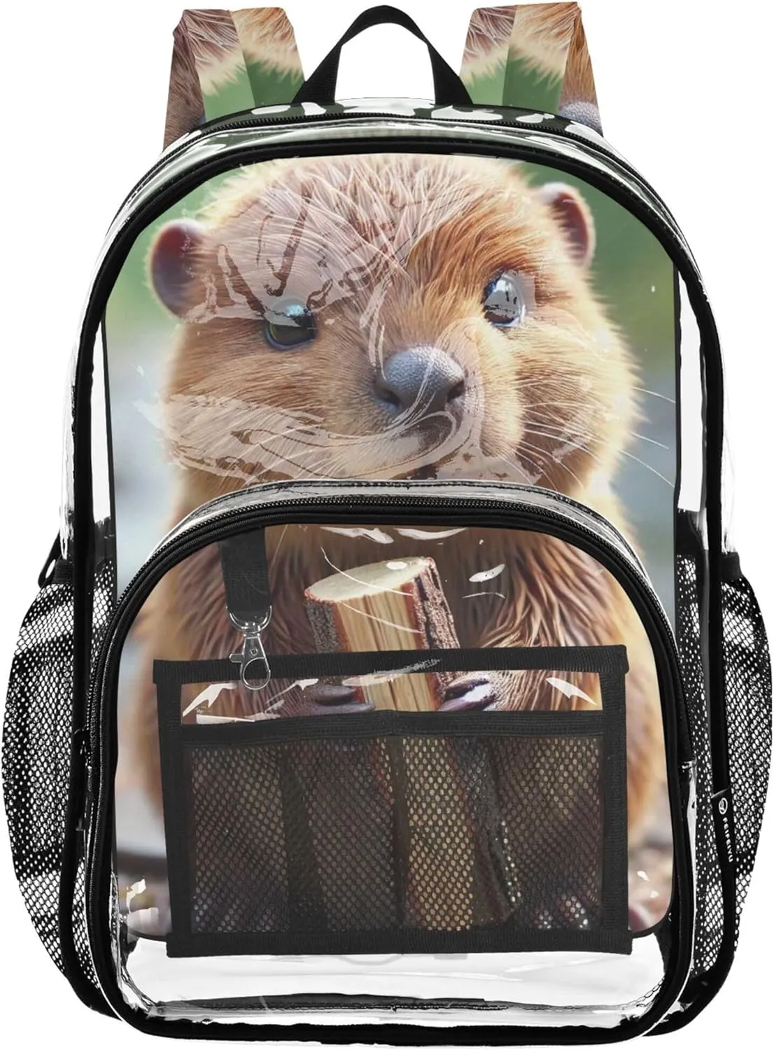 Travel Clear Backpack Floral Kids Girls Backpack Boys School Clear Plastic Bag Pvc Cute Beaver Animal