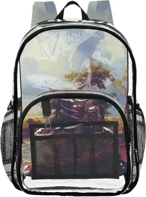 Travel Clear Bags for Women North Fork Platte Nebraska Landscape Painting Kids Backpack Boys Girls Plastic School Clear Bookbag