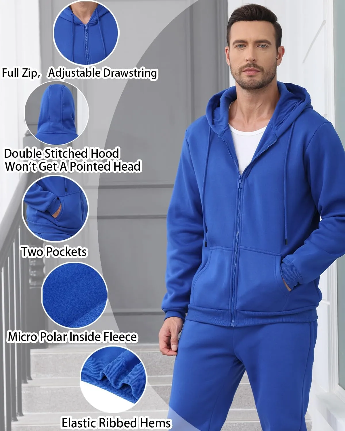 TUVEKE Mens Sweatsuit Casual Sweat Suits for Men 2 Piece Jogging Suits Sets Full Zip Hoodie and Pants Track Suits Mens Set