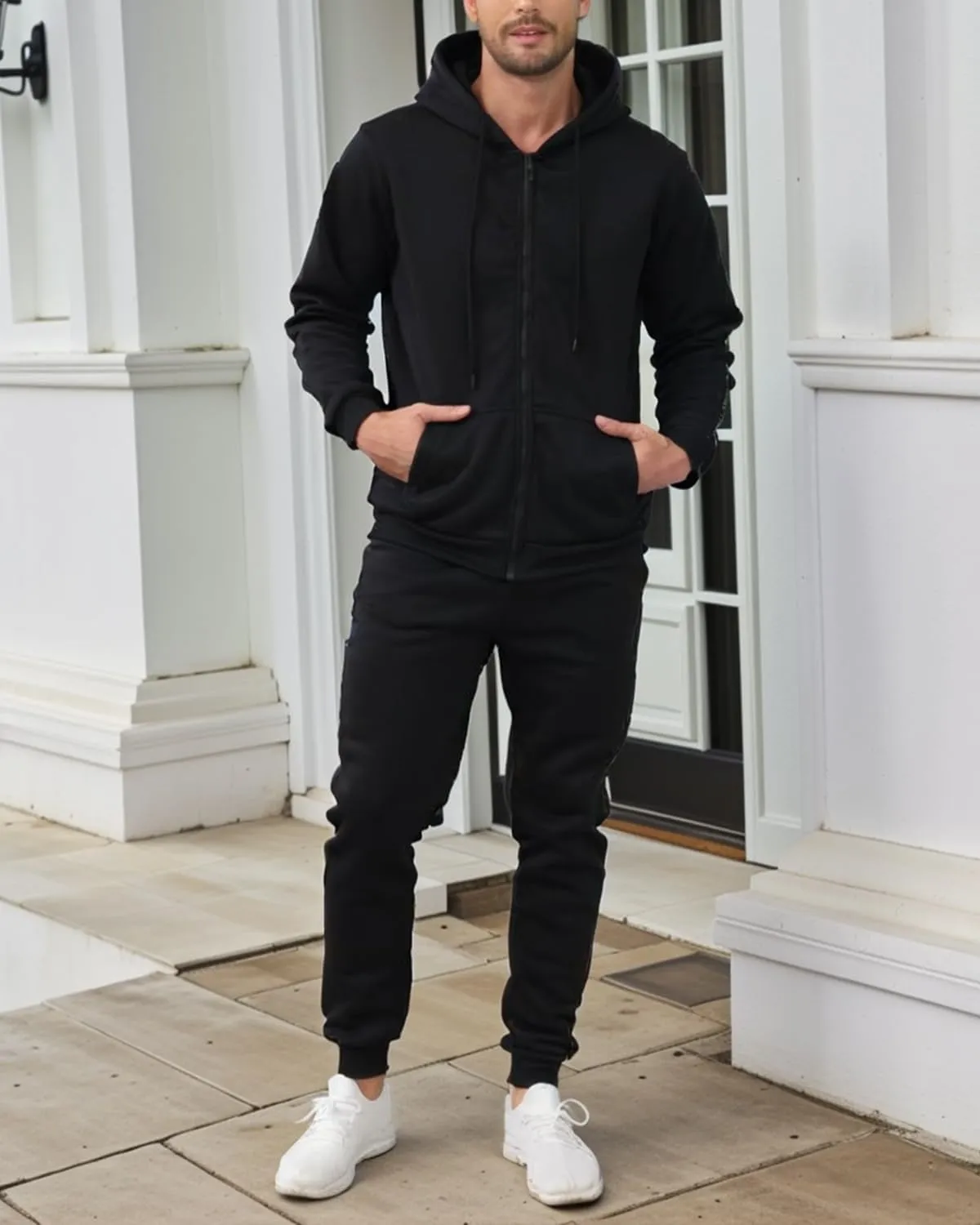 TUVEKE Mens Sweatsuit Casual Sweat Suits for Men 2 Piece Jogging Suits Sets Full Zip Hoodie and Pants Track Suits Mens Set