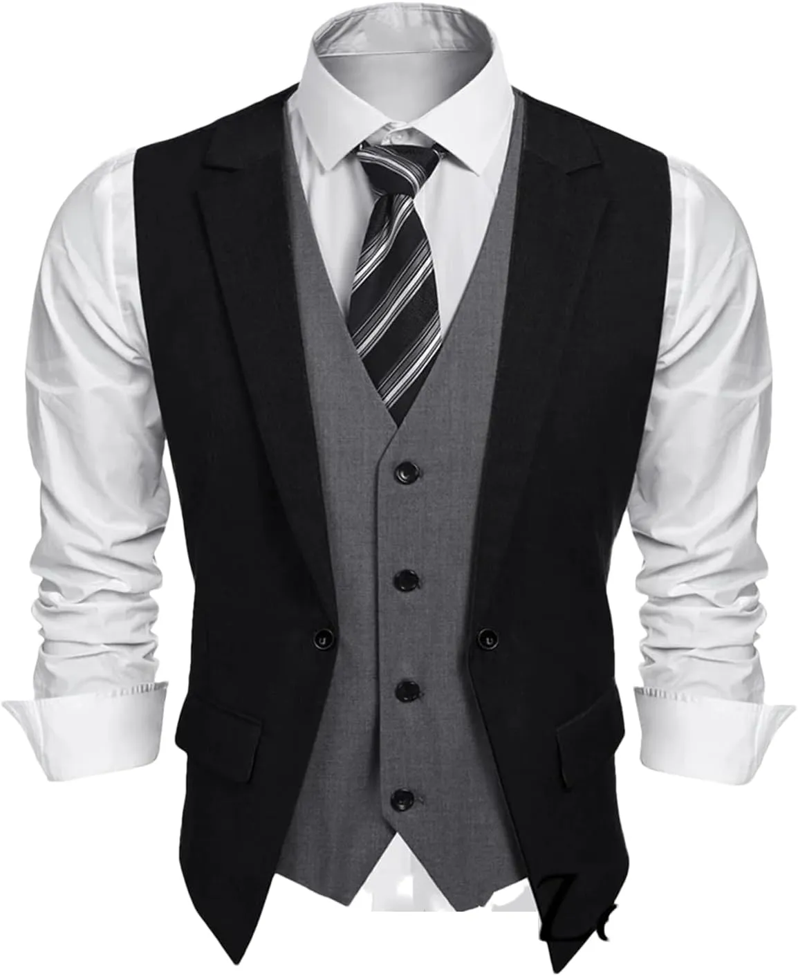 UIOKLMJH Men Layered Suit Vest Business Formal Wedding Slim Fit Waistcoat