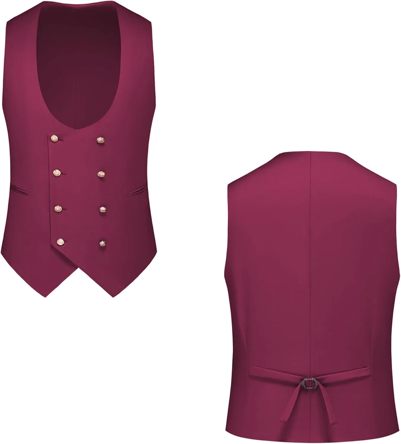 UNINUKOO Mens 3 Piece Tuxedo Suit Set Wedding Dress Prom Suits for Men Solid Color Blazer Men Double Breasted Vest Pantsuit