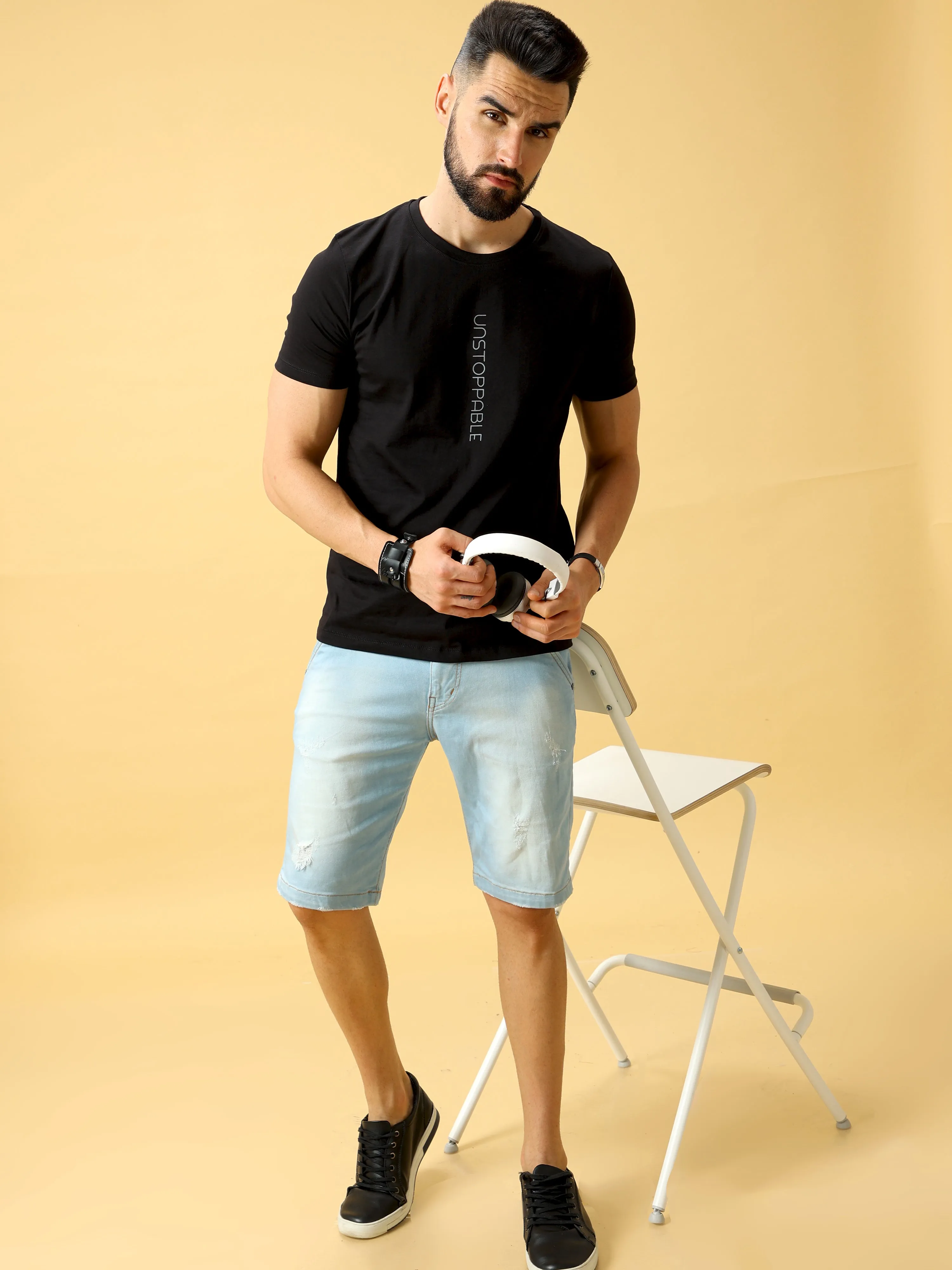 Unstoppable Grey Print Crew Neck T-Shirt