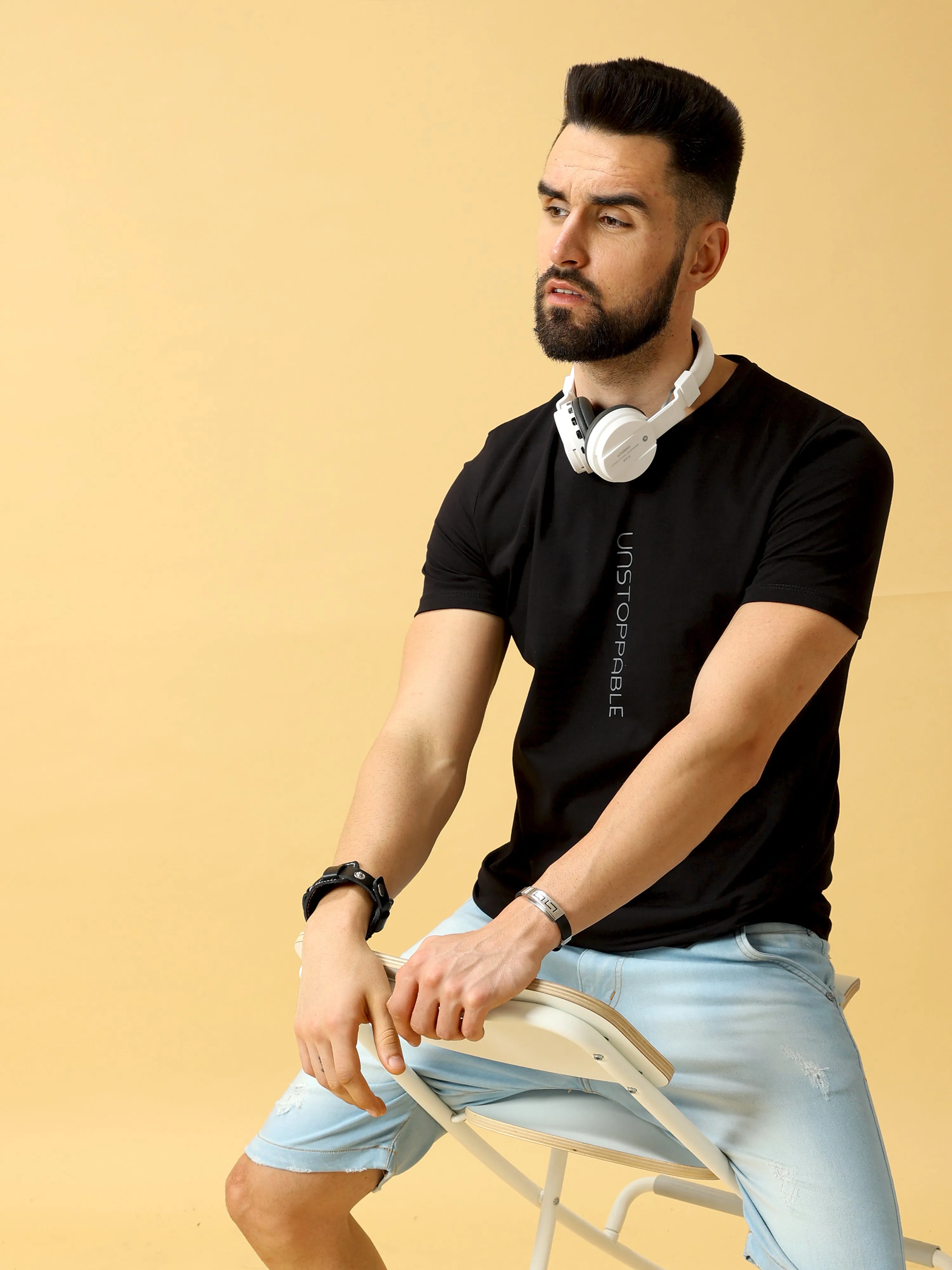 Unstoppable Grey Print Crew Neck T-Shirt
