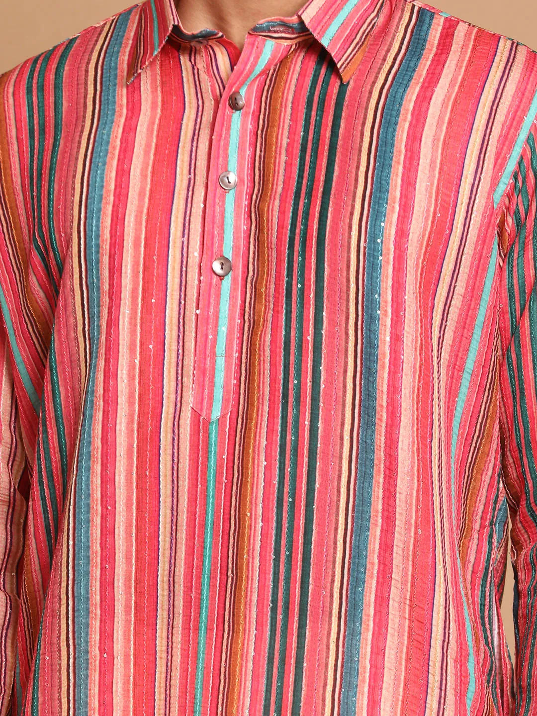 VASTRAMAY Men's Multi-Color Embellished Kurta