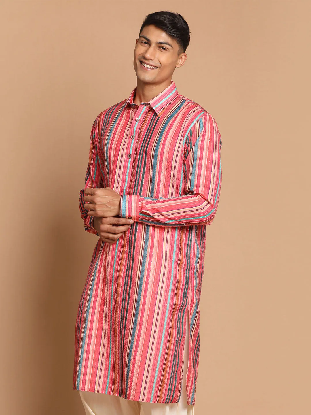 VASTRAMAY Men's Multi-Color Embellished Kurta