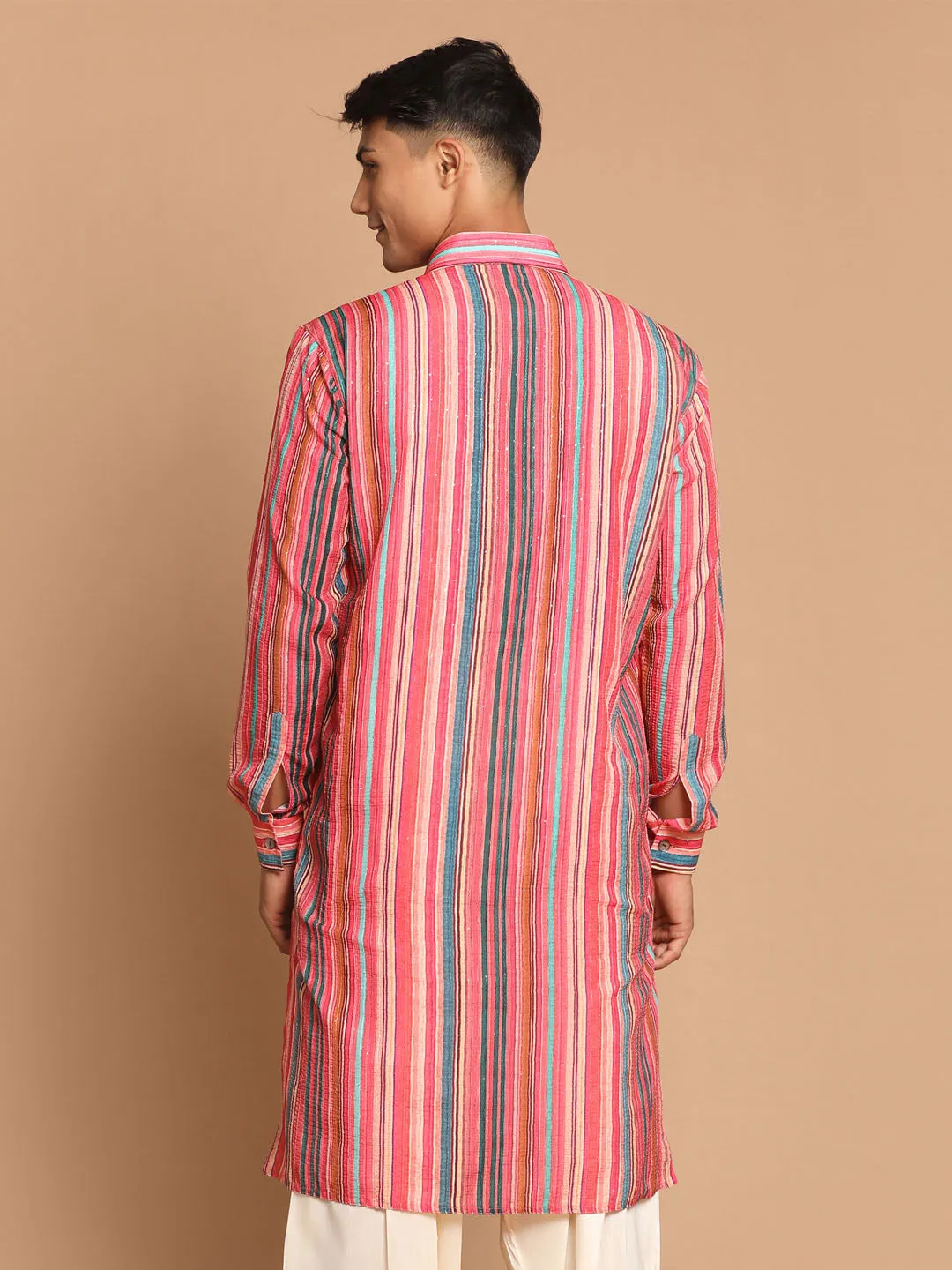 VASTRAMAY Men's Multi-Color Embellished Kurta