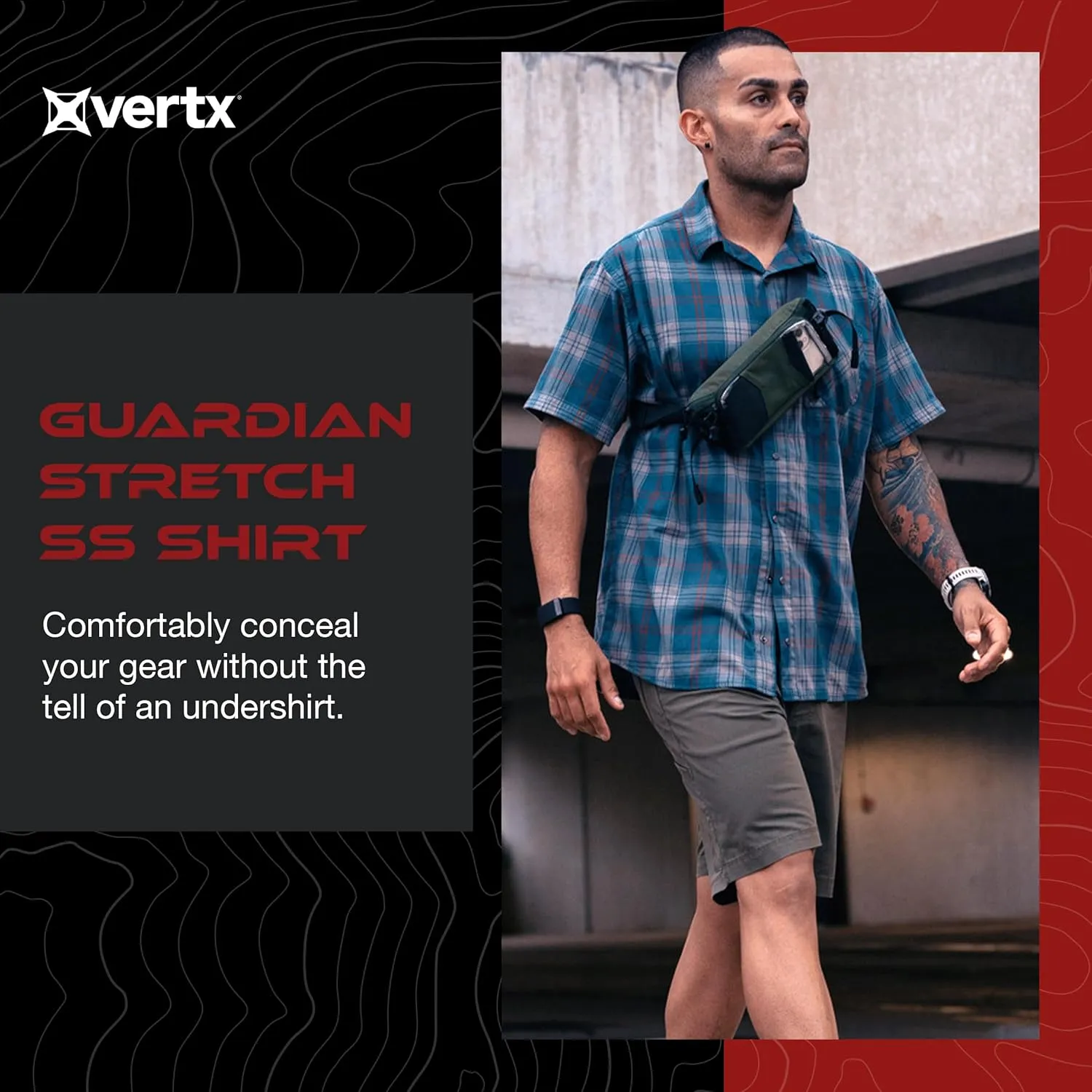 Vertx Guardian Mens Tactical Shirt for Concealed Carry Short Sleeve