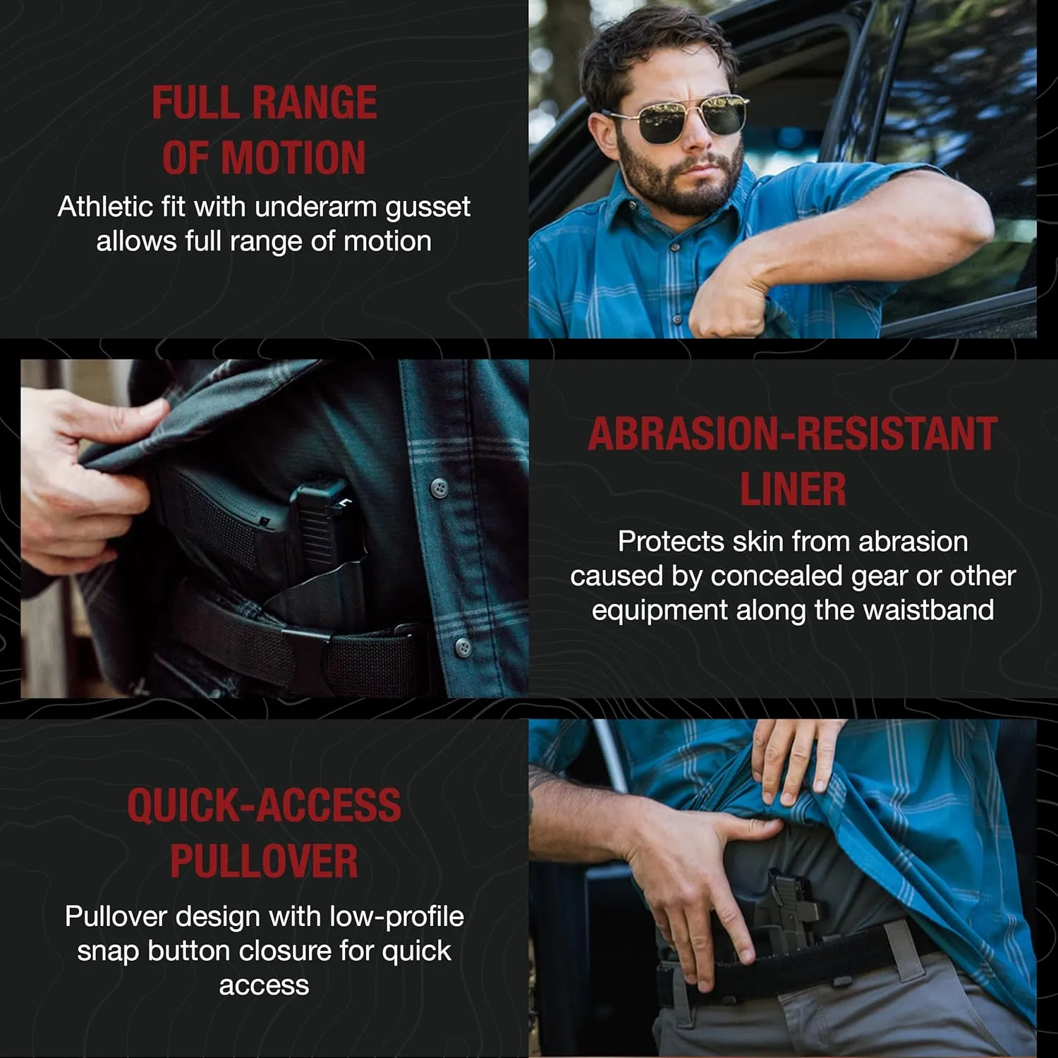 Vertx Guardian Mens Tactical Shirt for Concealed Carry Short Sleeve