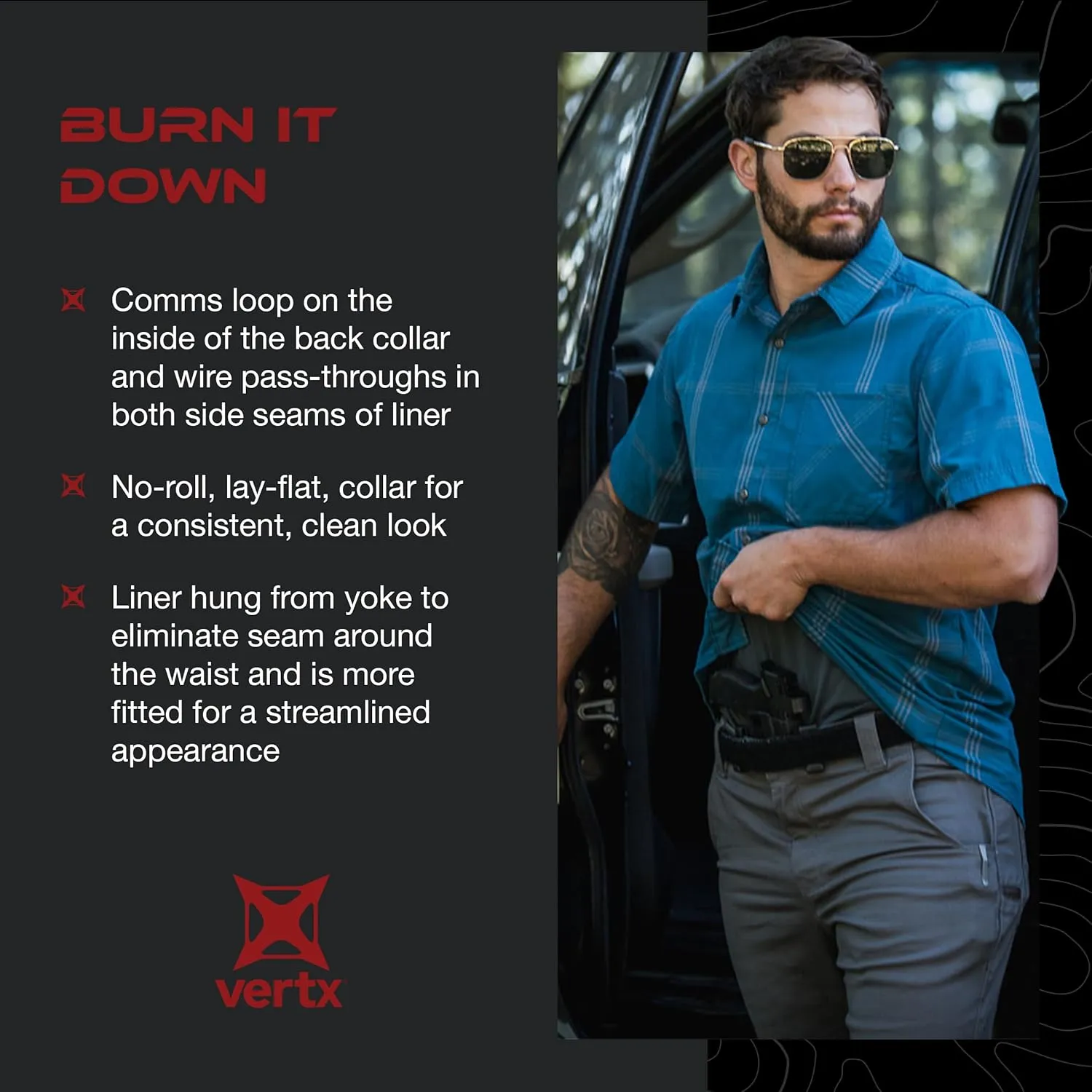 Vertx Guardian Mens Tactical Shirt for Concealed Carry Short Sleeve