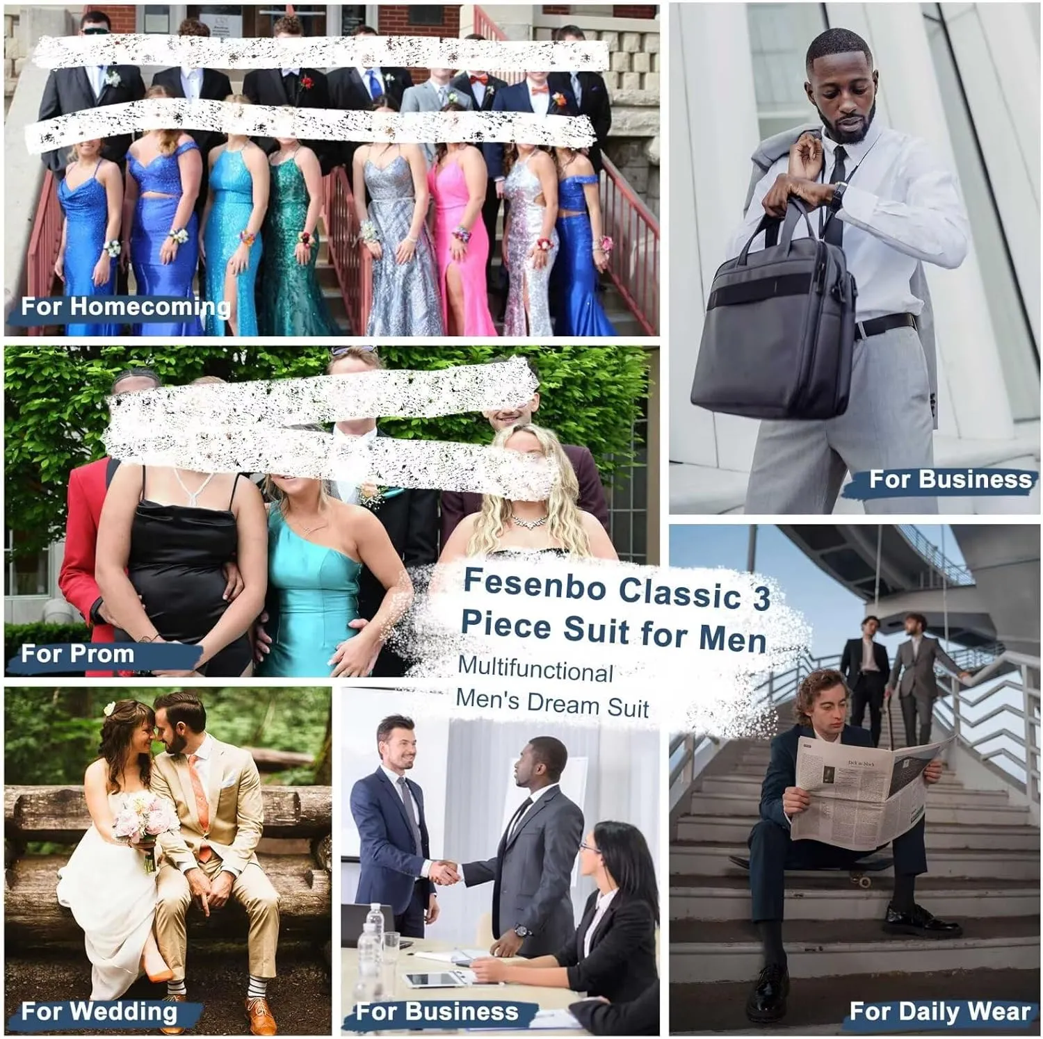Vintage Tweed Herringbone Suits for Men 2 Button Slim Fit 3 Piece Formal Wool Suit Jacket Vest Pants Men Prom Dress Tuxedo