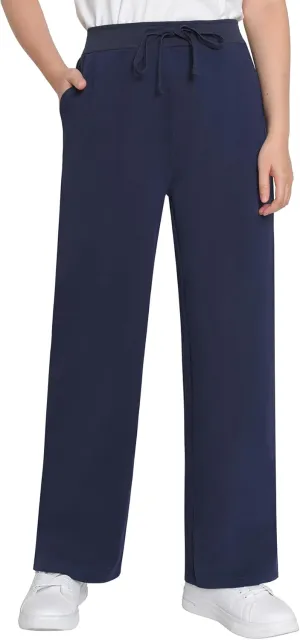 Weintee Women's Petite Wide Leg Sweatpants Cotton Pants with Pockets