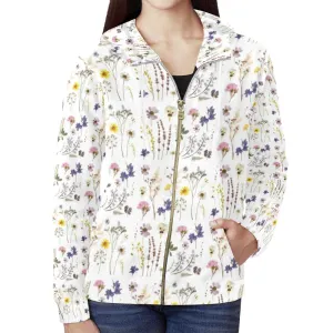 Wildflowers White Full Zip Hoodie up to 2 XL