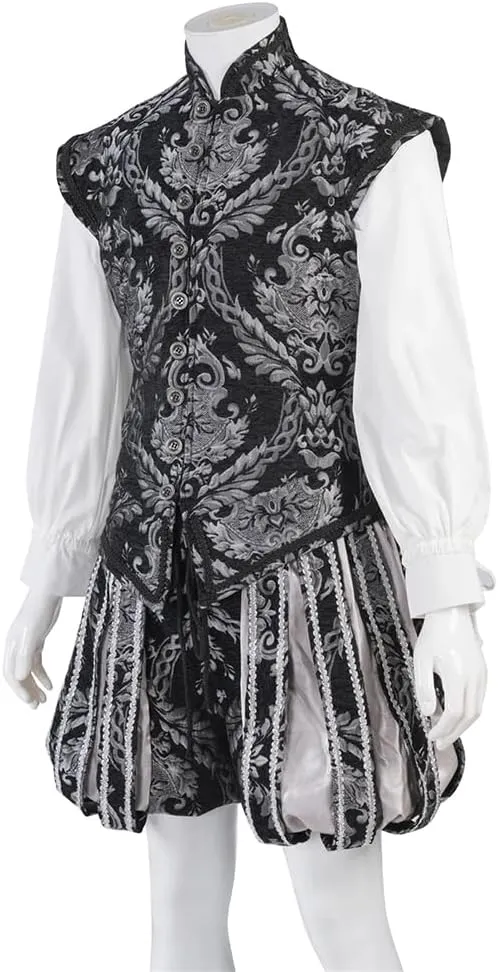 Willyacos Renaissance Tudor Costume - Men's Elizabethan Era Prince Tudor King Doublet & Vest with Pumpkin Pants