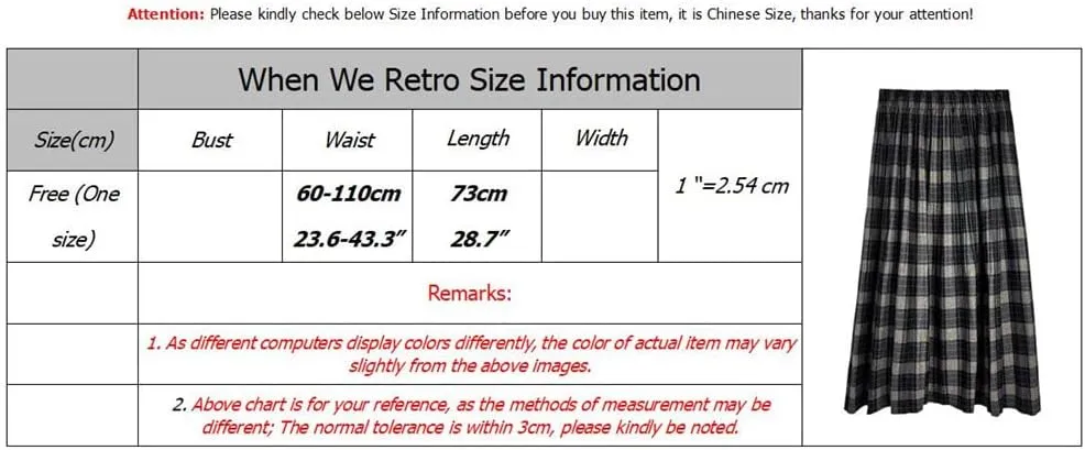 Winter Woolen Plaid Skirt for Women Academic College Elastic Waist Casual Student Midi Skirts