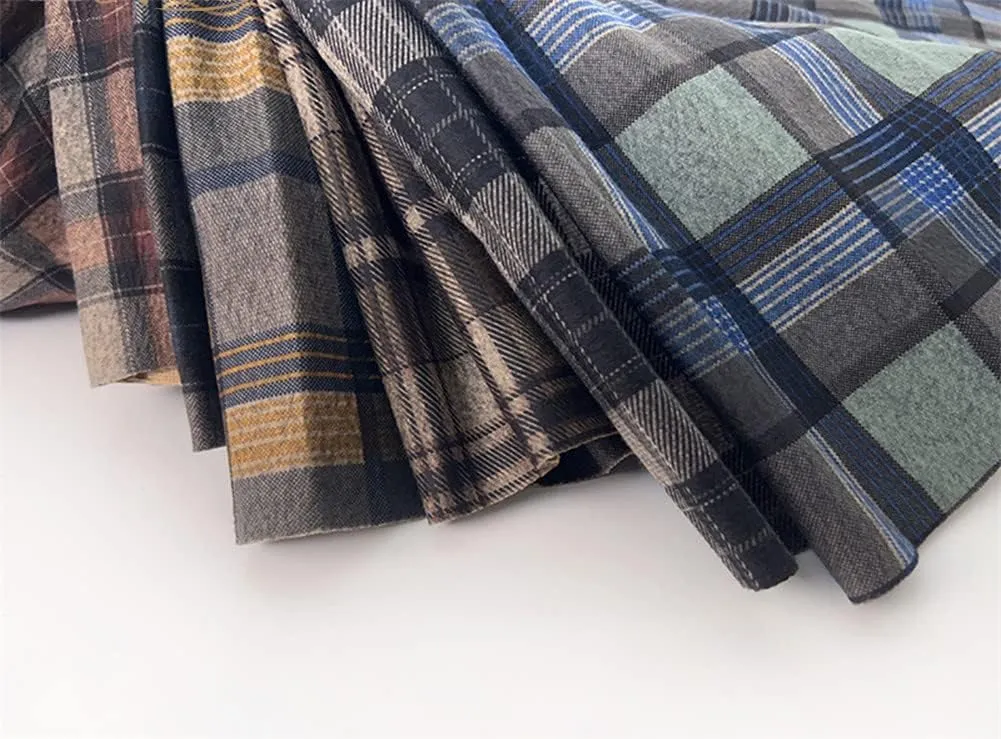 Winter Woolen Plaid Skirt for Women Academic College Elastic Waist Casual Student Midi Skirts
