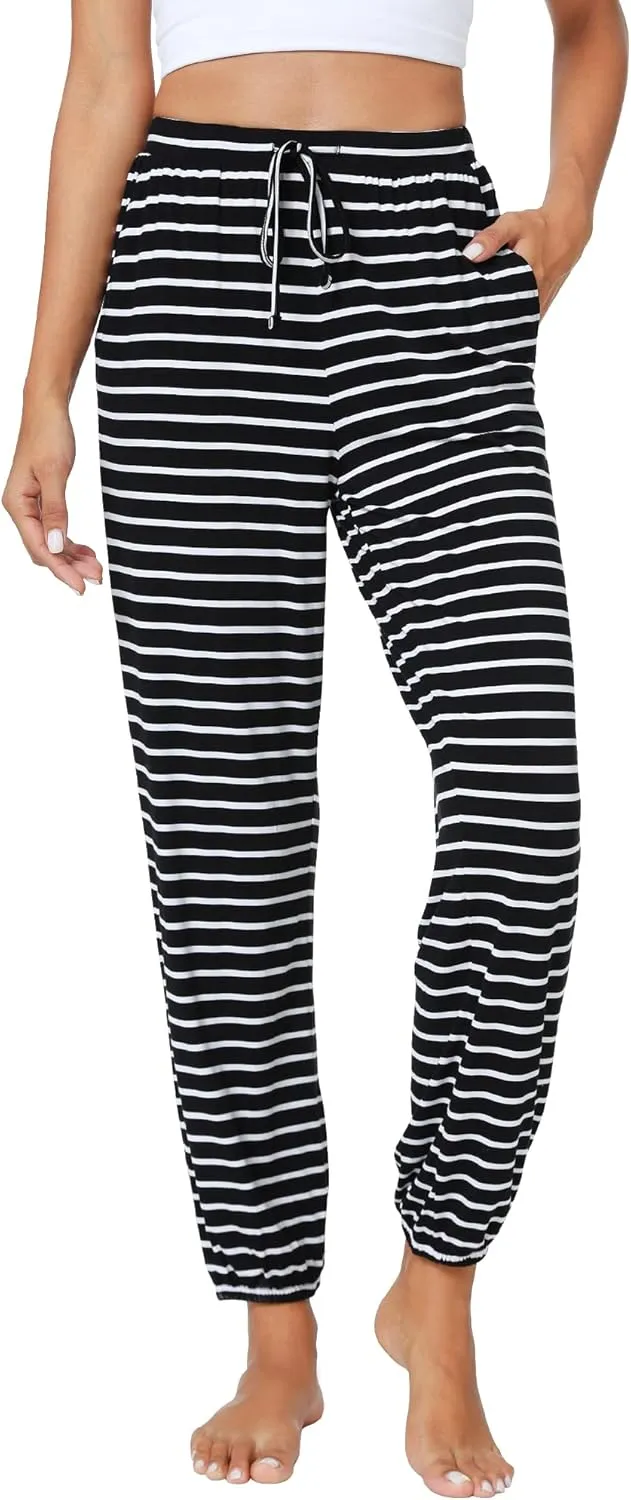 WiWi Bamboo Viscose Pajama Pants for Women Lounge Joggers Yoga Bottoms Plus Size Pajamas Pant Sweatpants S-4X