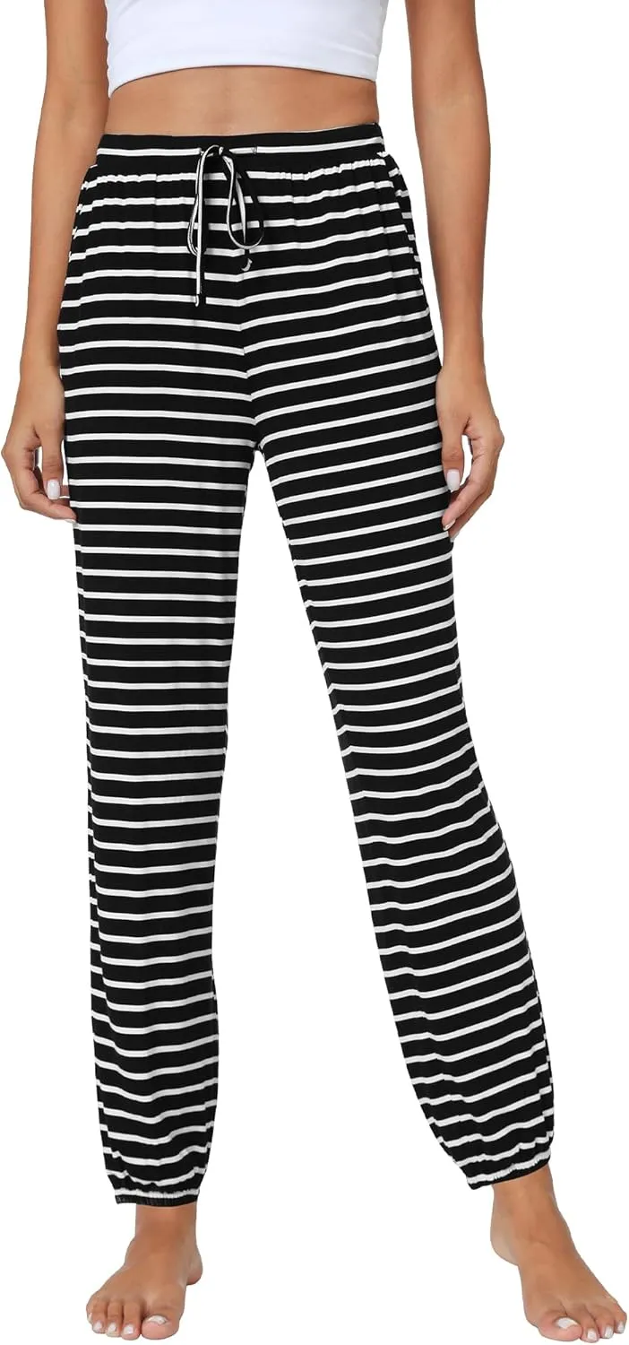 WiWi Bamboo Viscose Pajama Pants for Women Lounge Joggers Yoga Bottoms Plus Size Pajamas Pant Sweatpants S-4X