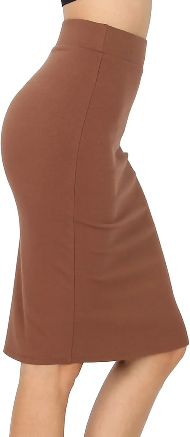 Women & Plus Ponte Knit Basic Knit Pencil Midi Skirt
