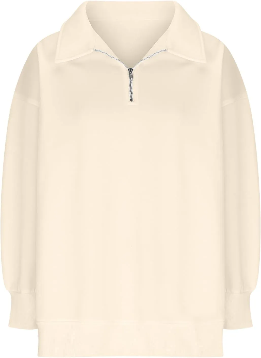 Women Casual Half Zip Oversized Sweatshirts Long Sleeve Plain Collared Hoodie Drop Shoulder Fleece Fall Pullover