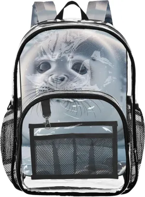 Women Clear Backpack Cute Kids Backpack for Girls School Clear Plastic Bag Pvc Cute Seal Animal Print