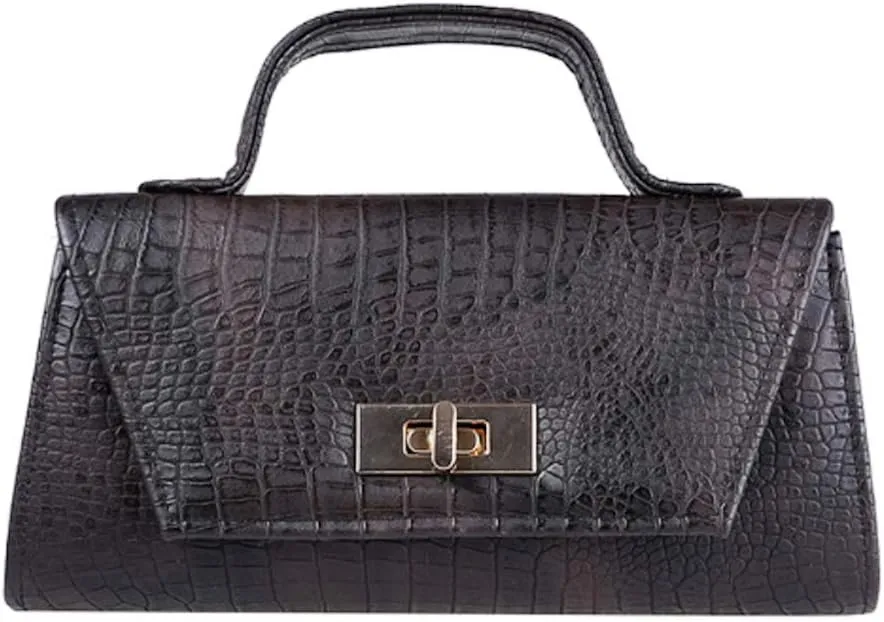 Women Faux Leather Evening Handbag Clutch Purse Chain Shoulder Crossbody Prom Wedding Purse Black